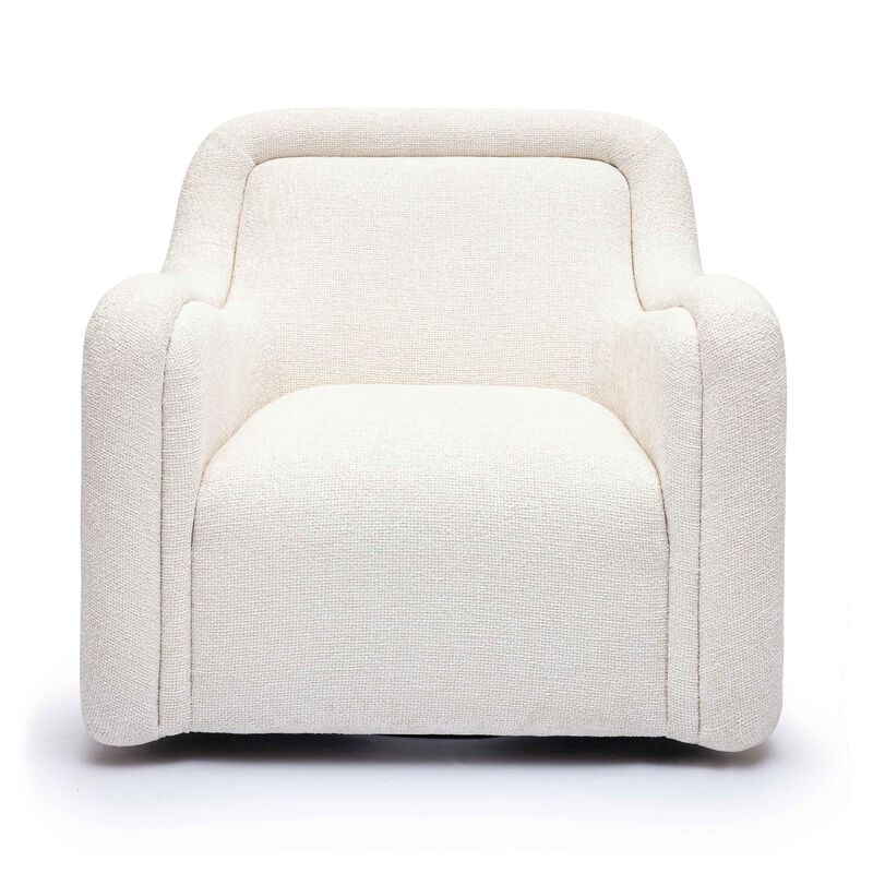 Tov Furniture Charli Cream Basketweave Chenille Swivel Chair image number 5