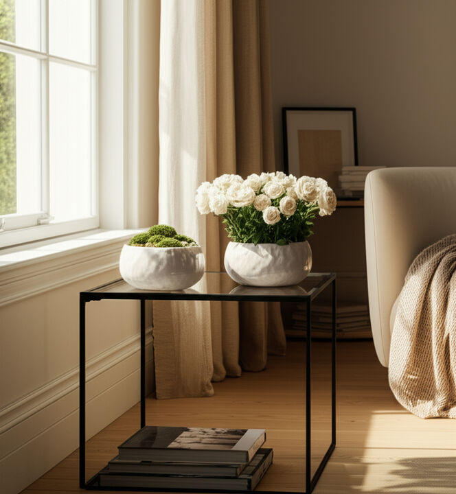 Bowl White Planters (Set of 2)