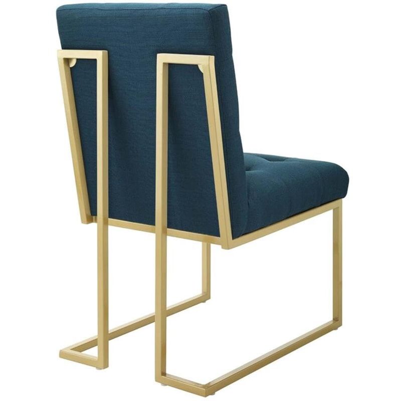 Modway Privy Stainless Steel Upholstered Fabric Dining Accent Chair Set of 2, Gold Azure image number 3