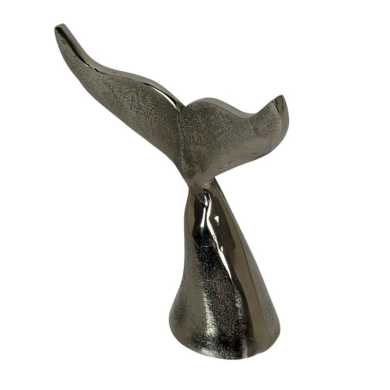 Decorative Whale Tail Bookends Set Of 2 Silver Cast Aluminum 7 In image number 2