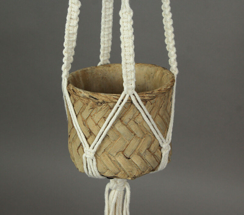 Rope Hanging Cement Succulent Bowl Flower Pot Home Decor Decorative Planter image number 2