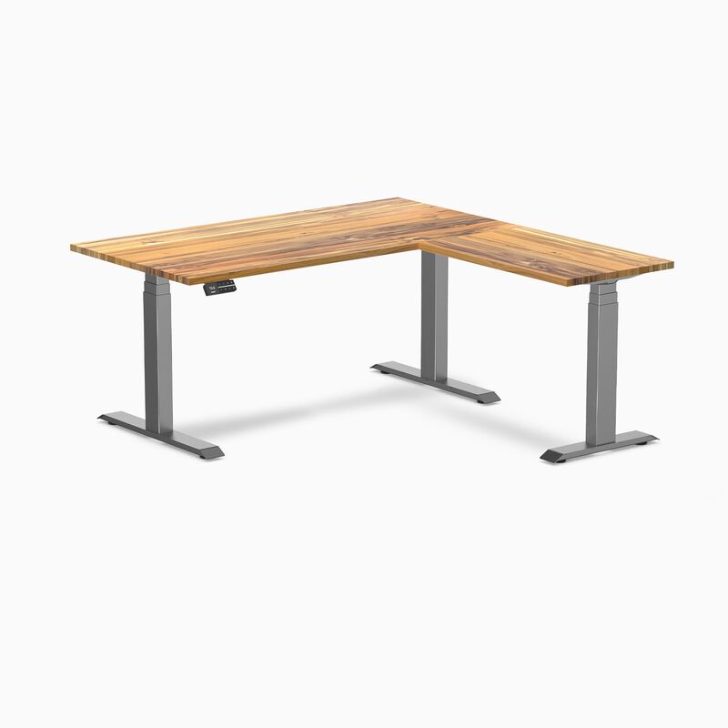 Desky Hardwood L-Shape Sit Stand Desk image number 0