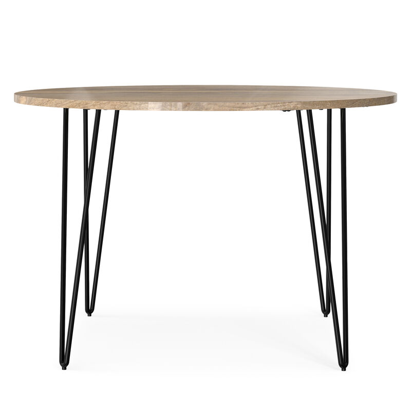 Hunter SOLID MANGO WOOD and Metal 45 inch x 45 inch Round Industrial Dining Table in Natural image number 3