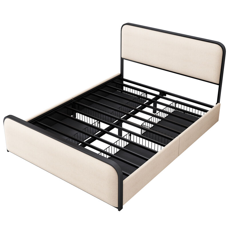 Merax Modern Metal Platform Bed Frame with 4 Storage Drawers
