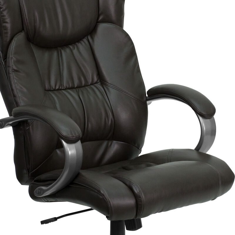 Hansel High Back     LeatherSoft Executive Swivel Office Chair with Titanium Nylon Base and Loop Arms