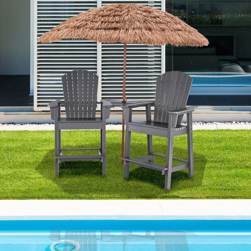 2 Pieces HDPE Tall Adirondack Chair with Middle Connecting Tray image number 2