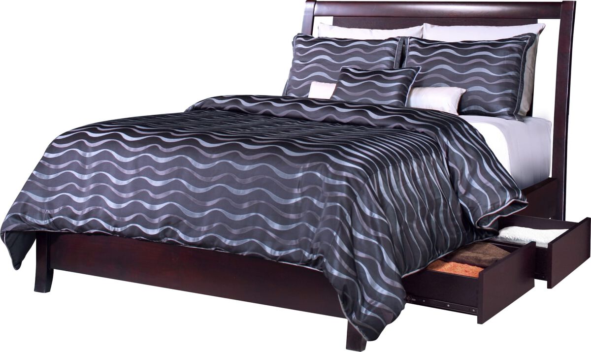 Nevis Queen-size Low Profile Storage Bed in Espresso