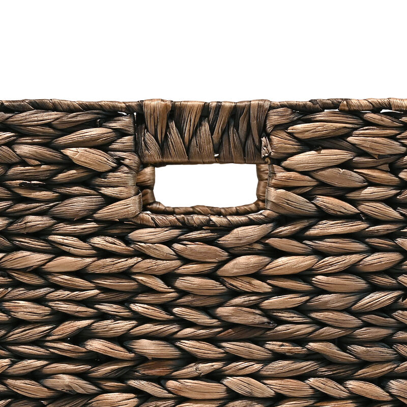 Bryce Classic Farmhouse Handwoven Hyacinth Collapsible Storage Cube Baskets with Handles