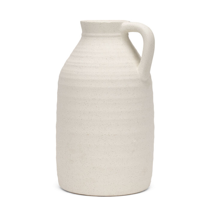 HomeRoots 15" Off White Ceramic Jug Table Vase