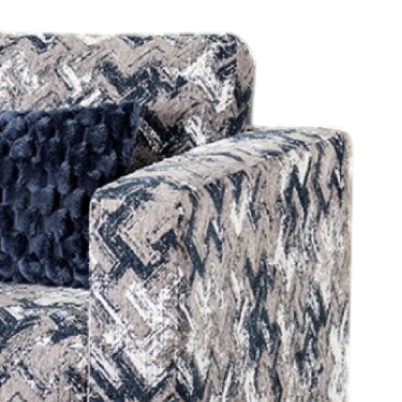 Harie Accent Club Chair, 1 Throw Pillow, Light Gray Chenille Pattern - Benzara