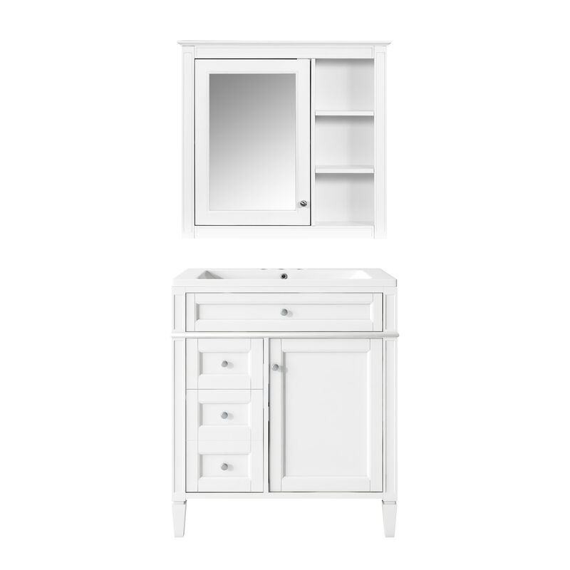 Merax Bathroom Vanity Set with Mirror Cabinet, Ceramic 3-Hole Basin, Soft-Close Storage image number 0