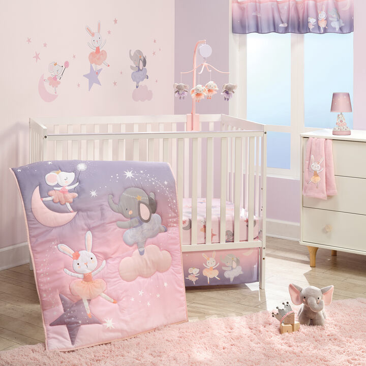 Bedtime Originals Tiny Dancer 3-Piece Ballet Baby Crib Bedding Set - Elephant