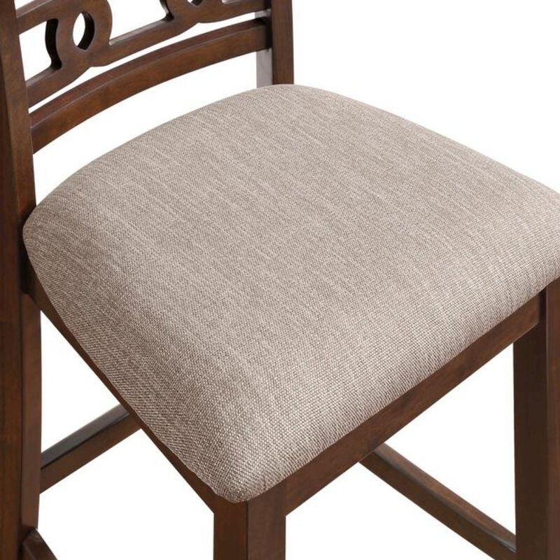 Solid Wood Counter Chairs Set of 2 Cherry Brown image number 3