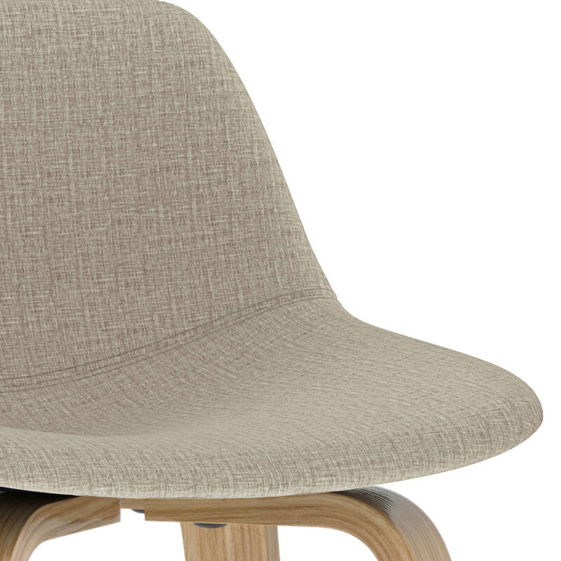 Randolph Mid-Century Modern 28 inch Bentwood Counter/ Bar Height Stool (Set of 2) with Light Wood in Natural Polyeseter linen fabric