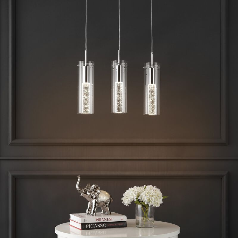 Mium 21.63" 3-Light Modern Style Iron/Crystal/Glass Integrated LED Linear Pendant
