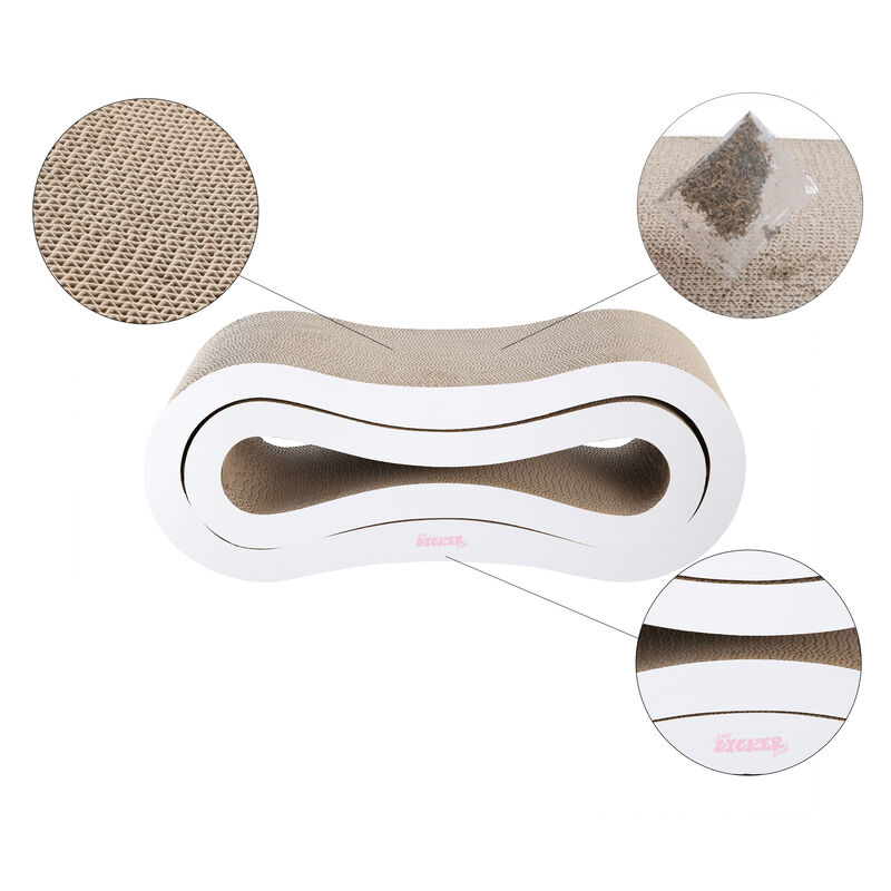 Suvi Modern Cardboard Infinity 2-in-1 Lounge Bed Cat Scratcher with Catnip
