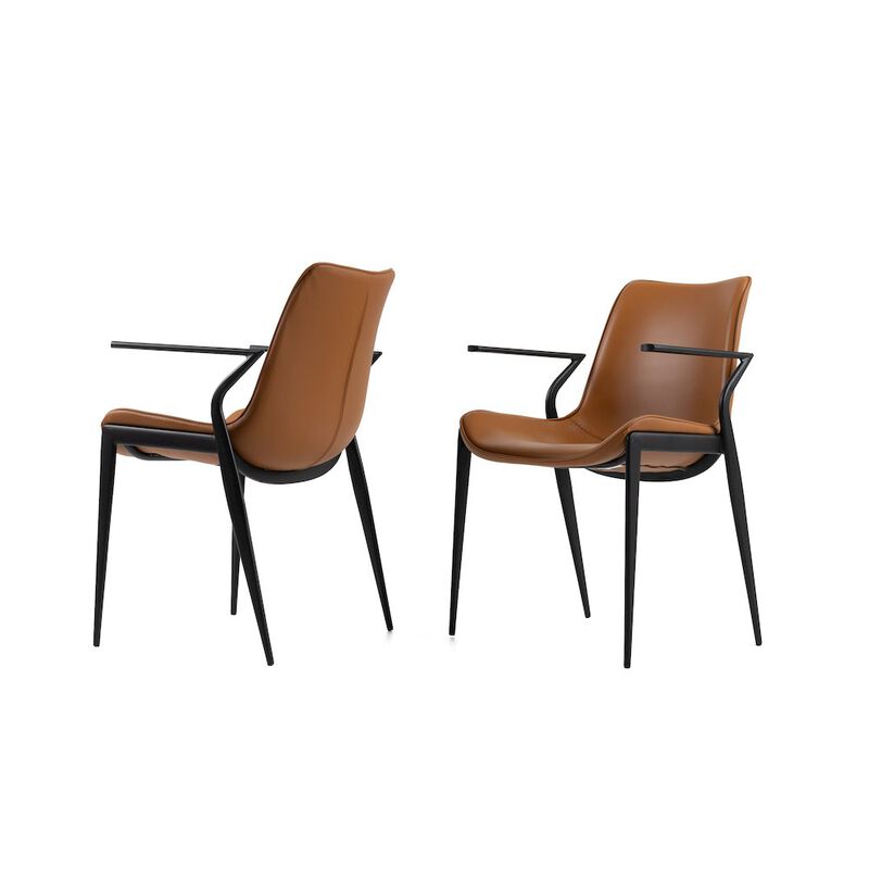 Modrest Osprey - Modern Camel Vegan Leather Dining Chair (Set of 2)