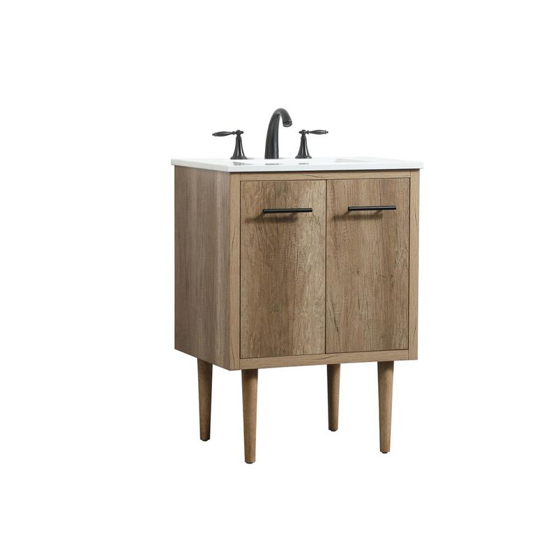 Elegant Kitchen and Bath 24 inch Single bathroom vanity in natural oak