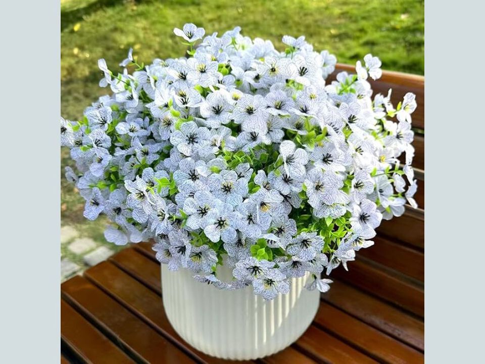 24 Bundle White Artificial Outdoor Plants UV Resistant Garden Porch Decor