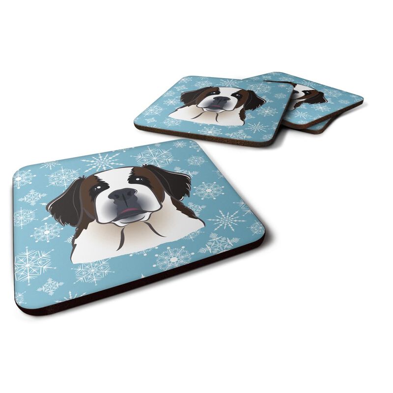 Caroline's Treasures BB1680FC Snowflake Saint Bernard Foam Coasters (Set of 4), 3.5, Multicolor