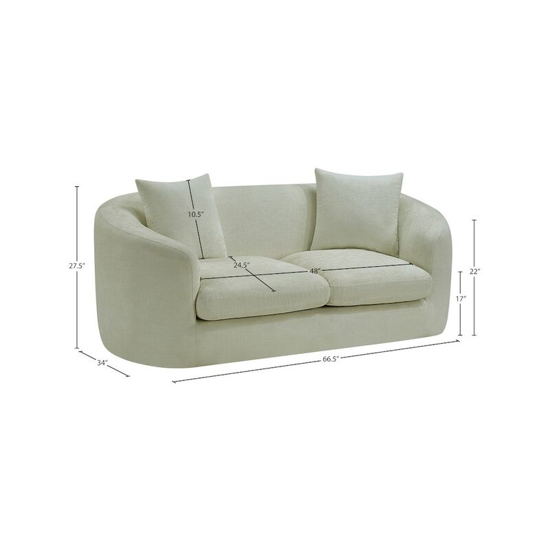 Meridian Furniture Penelope Mint Chenille Fabric Loveseat