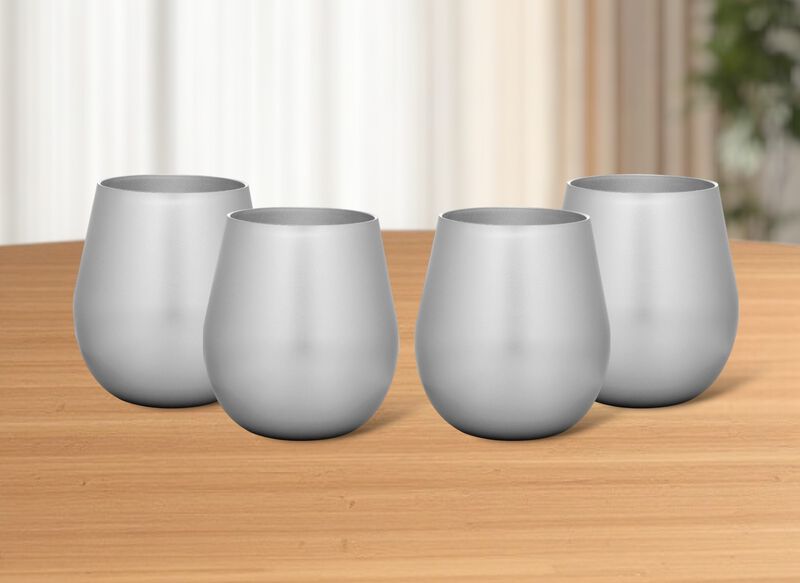 Set of 4 Acrylic Stemless Wine Glasses for Everyday Drinks, Parties, and Gatherings