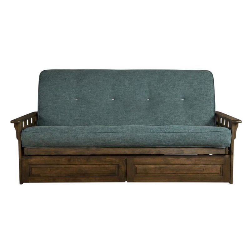 Tucson Frame-Rustic Walnut Finish-Linen Aqua Mattress-Storage Drawers image number 3