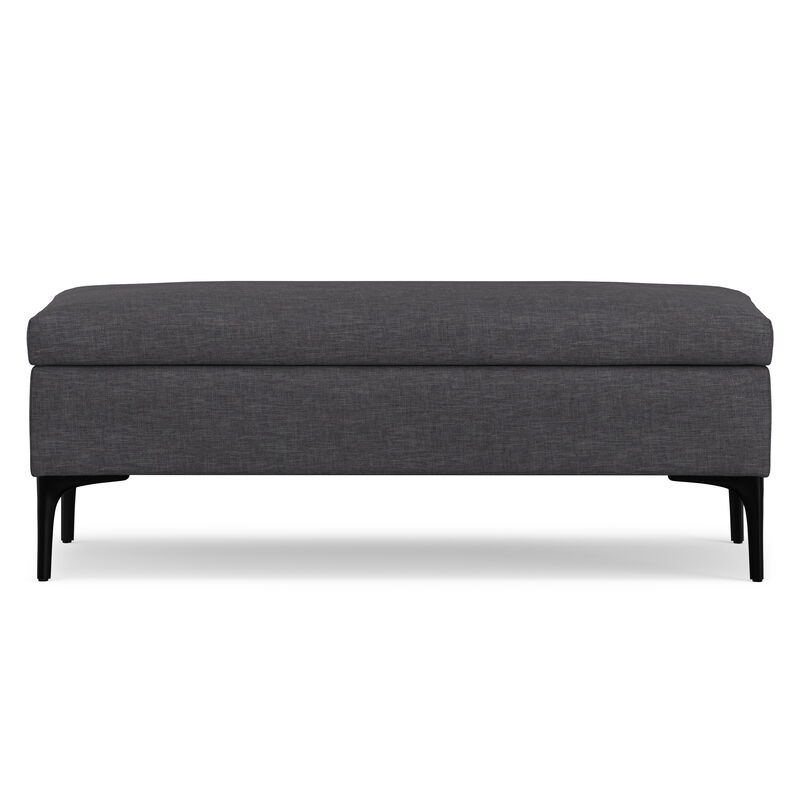 Rebecca 48 inch Wide Mid Century Modern Rectangle Large Coffee Table&nbsp;Storage Ottoman with Lift up Lid in Slate Grey Polyester , Assembled image number 6