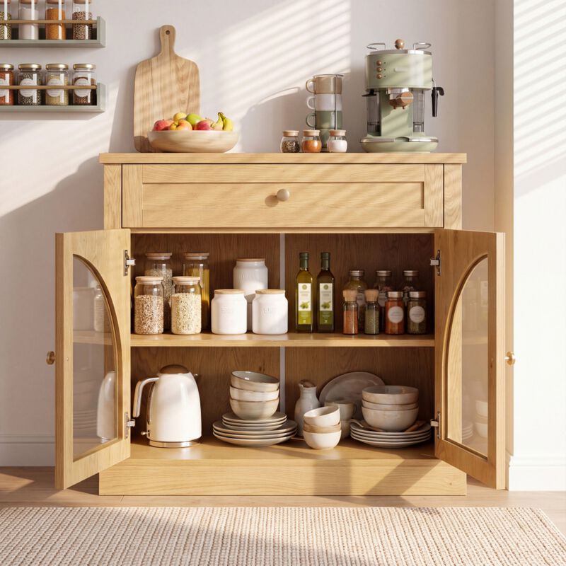 Medful Arched Glass Door Sideboard Cabinet image number 2