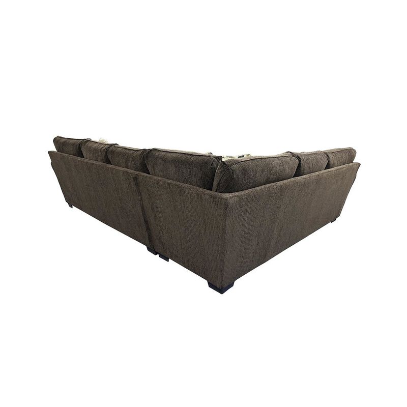 Porter Designs Savannah Soft Chenille Fabric Sectional, Brown image number 4