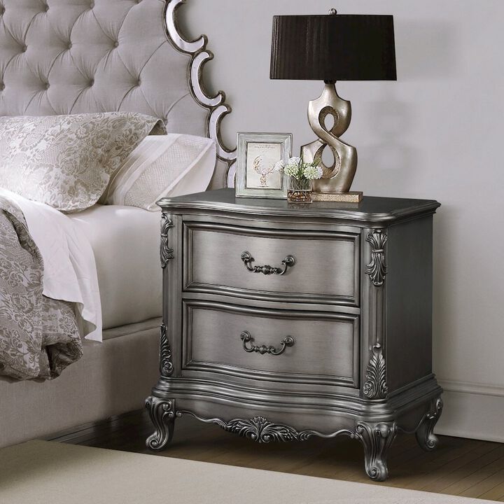 Plethoria Home Antique Platinum 2-drawer Nightstand