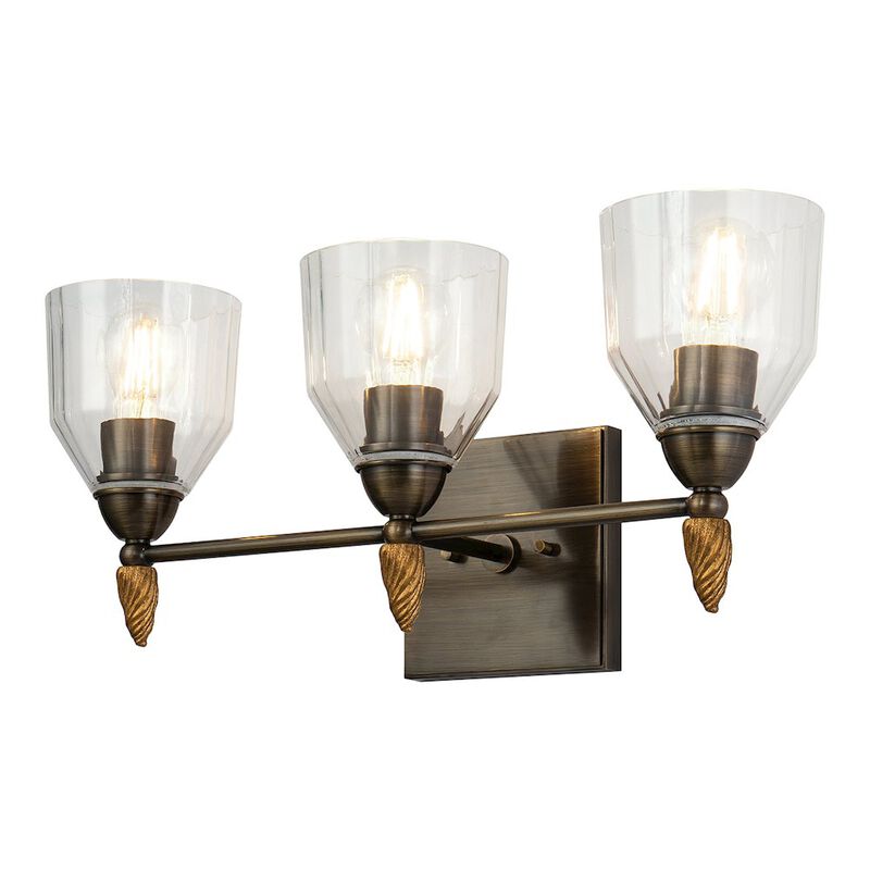 Lucas McKearn Felice 3 Light Vanity Light In Dark Bronze With Gold Accents