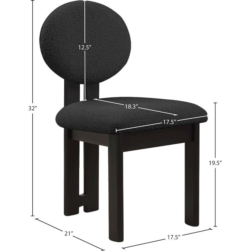 Meridian Furniture Napa Black Boucle Fabric Dining Chair, Set of 2