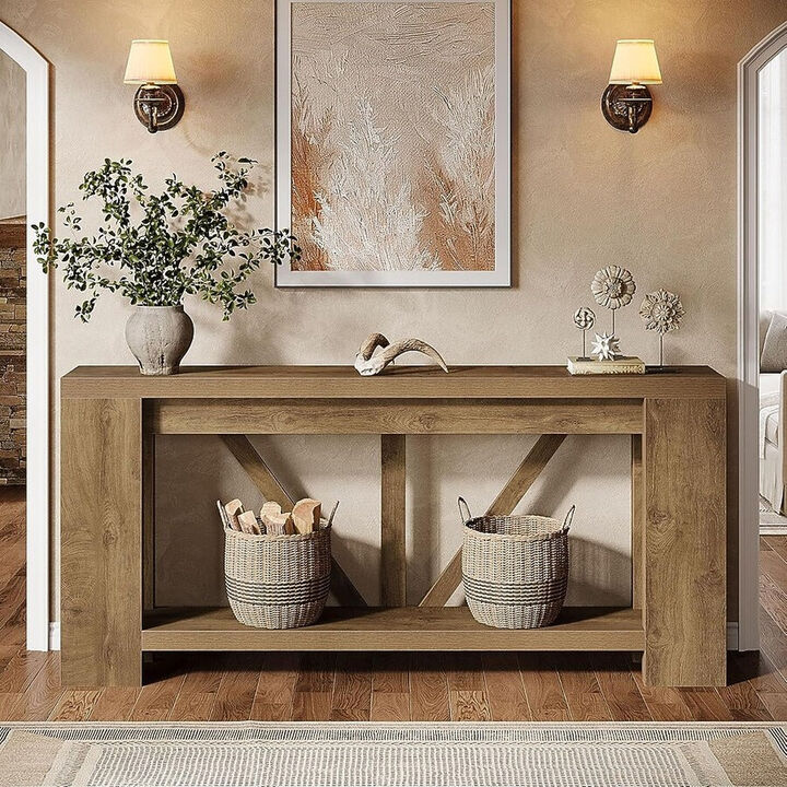 Tribesigns Farmhouse 2-Tier Console Table