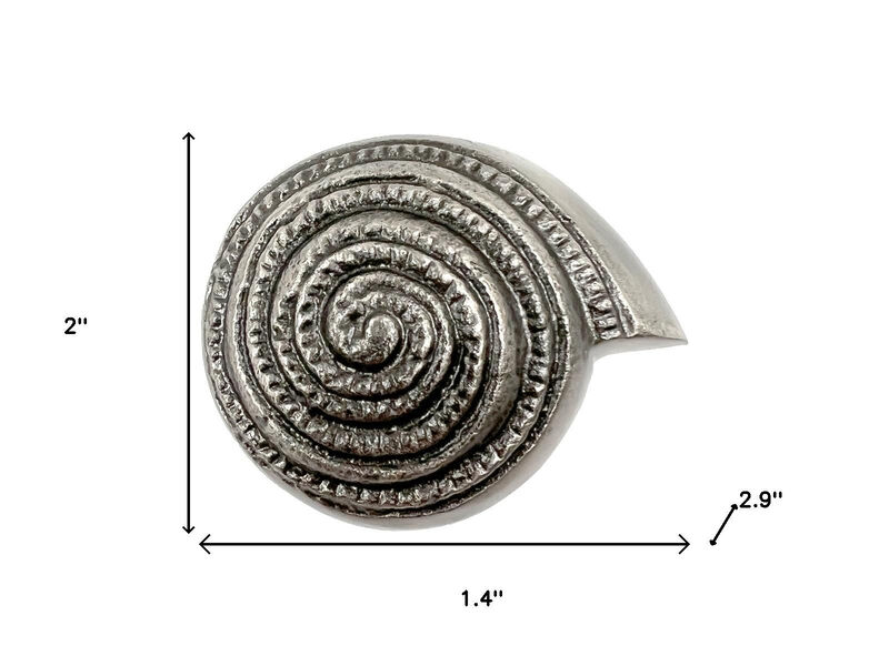 HomeRoots Set of Six Silver Novelty Knob Seashell Cast Aluminum Drawer Pull Knobs image number 6