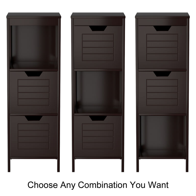 Costway Bathroom Wooden Floor Cabinet Multifunction Storage Rack Organizer Brown