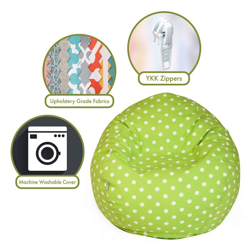 Majestic Home Goods Large Bean Bag Polka Dot (Small) Lime