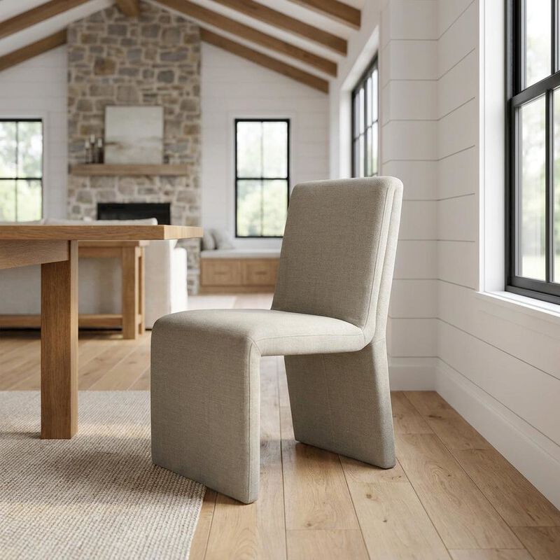 Wooden Upholstered Dining Side Chair with Cushioned Seat, Slate Blue image number 3