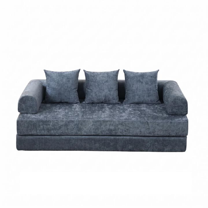 Convertible Folding Mattress Couch, Chenille Floor Sofa with Armrest, Floor Sofa Lounge Couch