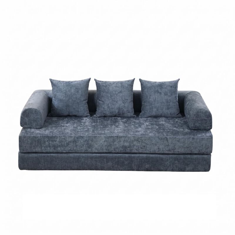 Convertible Folding Mattress Couch, Chenille Floor Sofa with Armrest, Floor Sofa Lounge Couch image number 0
