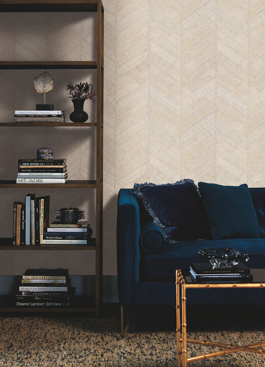 Atelier Herringbone White Wallpaper