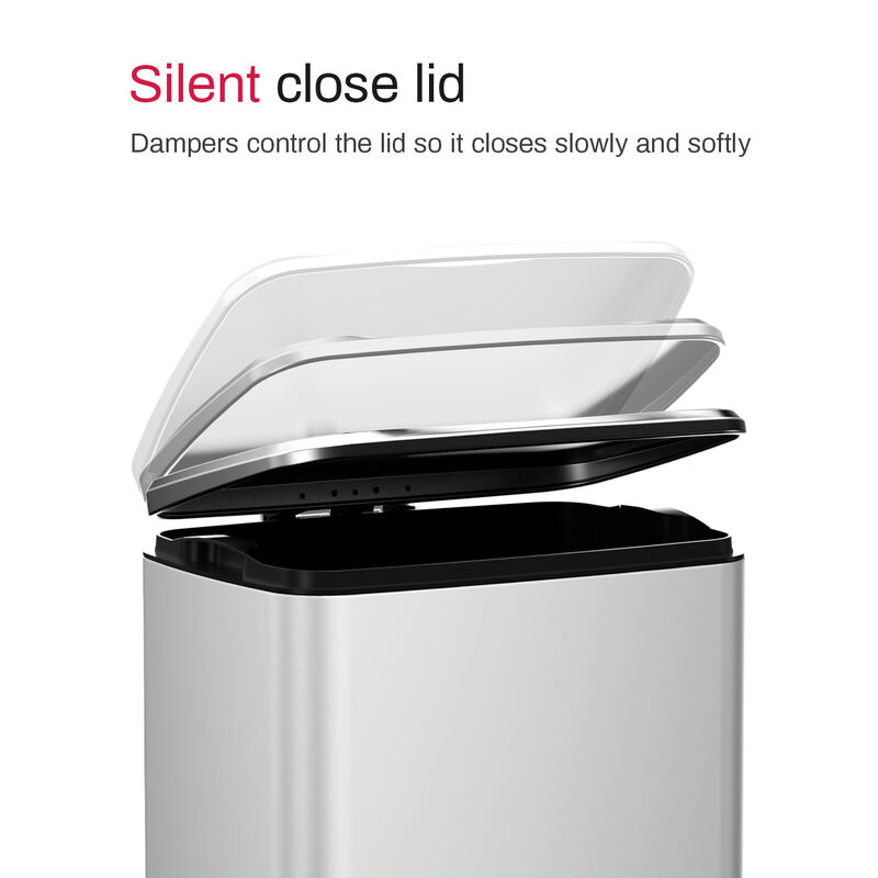 8 Gallon/30 Liter Rectangular Stainless Steel Step-on Trash Can for Kitchen office, Silver image number 5