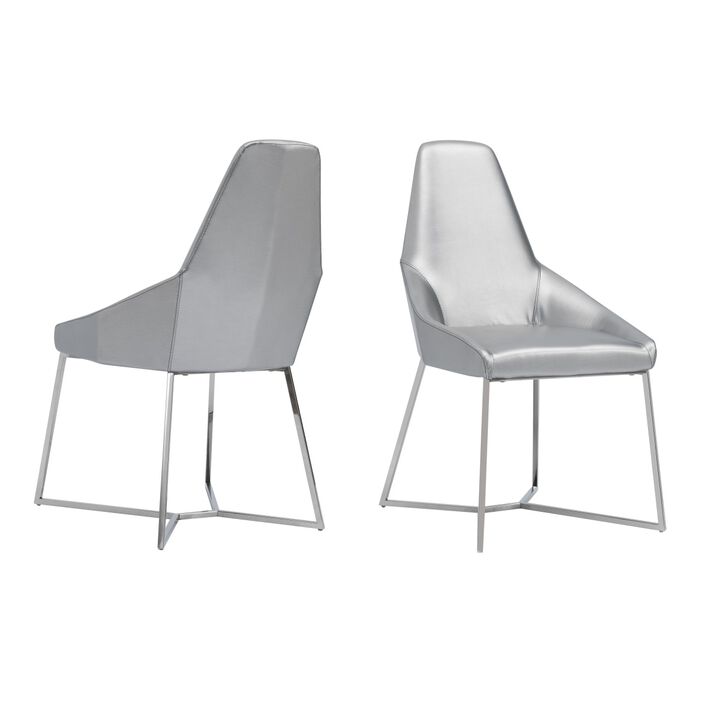 Sarah Modern Pearl Grey Leatherette Dining Chair (Set of 2)