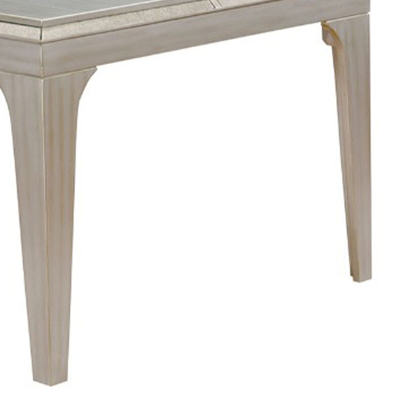 Diocles Contemporary Style Dining Table With Tapered Legs, Silver - Benzara