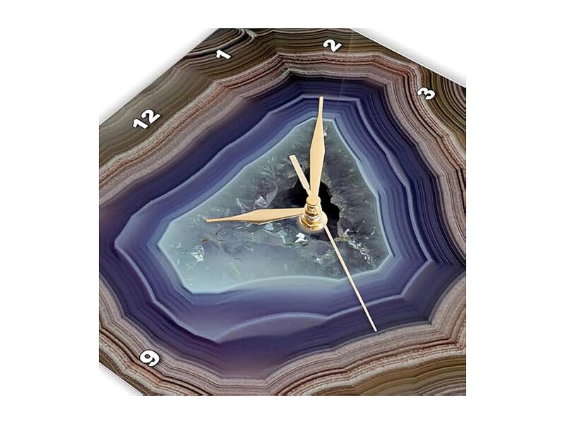 Laguna Banded Agate Quartzsite Horizontal Wall Clock 13 Inch Silent Home Decor image number 2