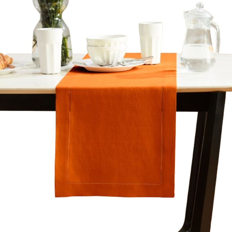 Solino Home 100% Pure Linen Table Runner - Sonoma Hemstitch