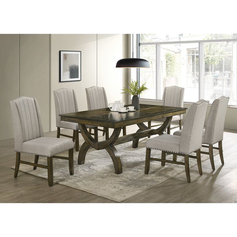 Best Quality Furniture 7pc wood dining set with extendable table