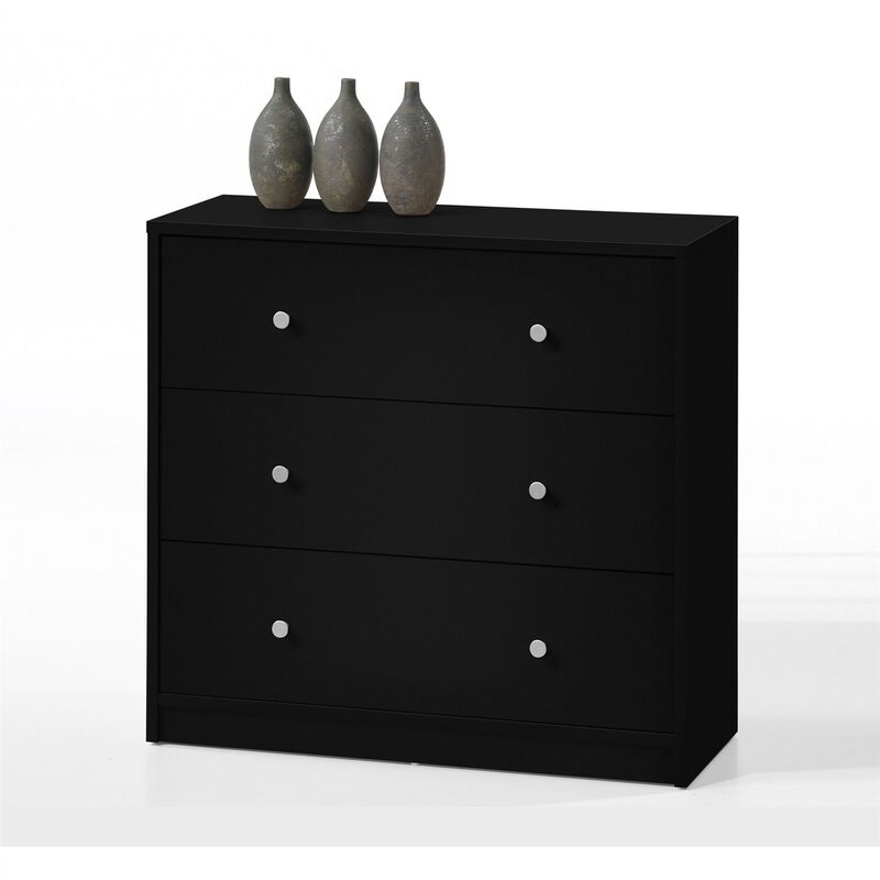Hivvago Contemporary 3-Drawer Chest in Black - Made in Denmark