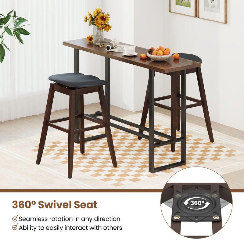 Swivel Counter Stools Set of 2 – Padded Seat with Footrest and Ergonomic Back