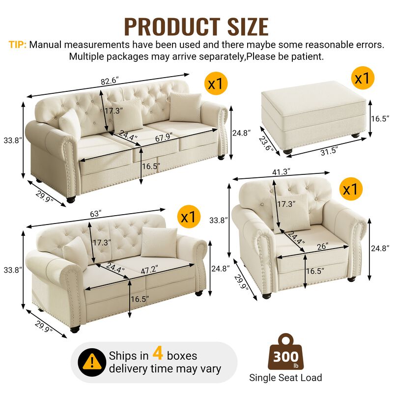 Rimhes Velvet Chesterfield Sofa Set image number 9